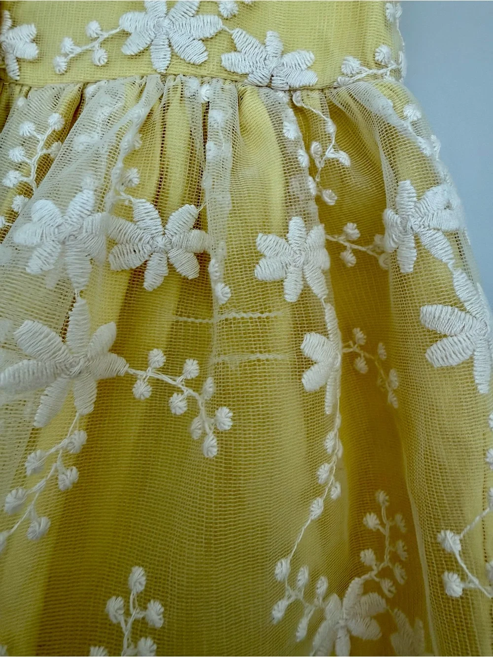 Gymboree Sleeveless Yellow Dress with Floral Lace Overlay and Scalloped Hem